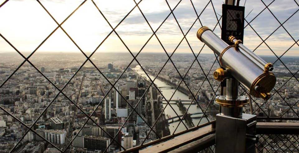 View from the Eiffel Tower with binoculars