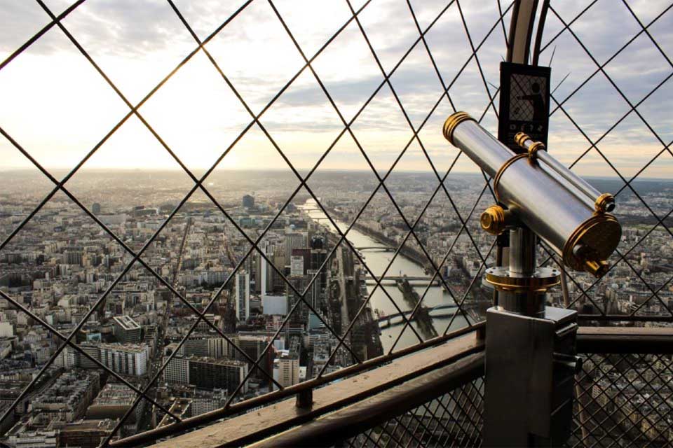 View from the Eiffel Tower with binoculars