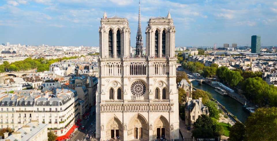 General view of Notre Dame Cathedral from the outside